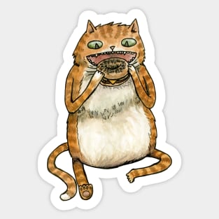 Delighted Cat with a Breakfast Sandwich Sticker